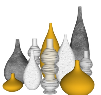 现代陶瓷器皿组合su模型