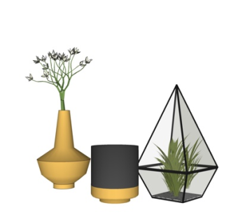 现代陶瓷花瓶花卉su模型