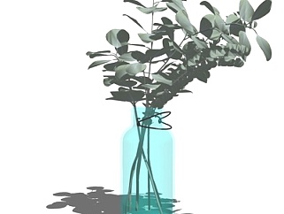 现代<em>玻璃</em>花瓶花卉su模型