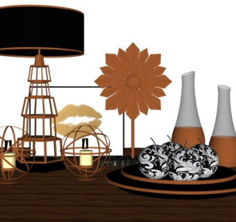 现代花瓶台灯摆件su模型