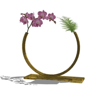 现代金属花卉摆件su模型