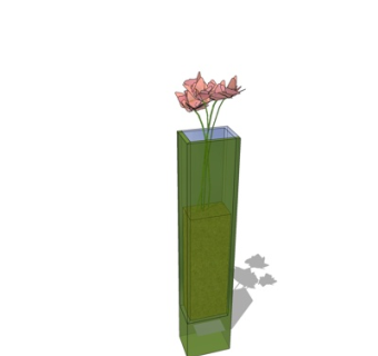 现代玻璃花瓶花卉su模型