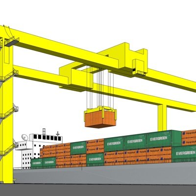工业风集装箱起重机su模型