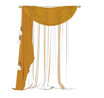 现代布艺窗帘su模型