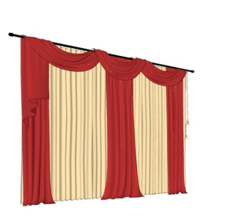 现代布艺窗帘su模型