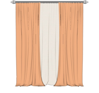 现代布艺窗帘su模型