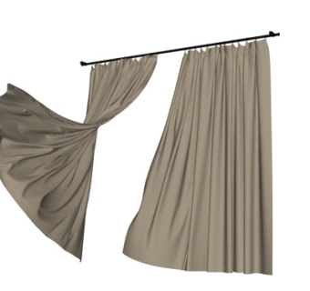 现代布艺窗帘su模型