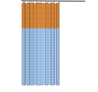 现代布艺格子窗帘su模型