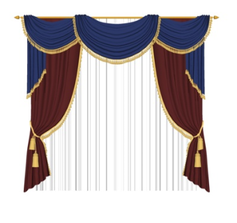 欧式布艺窗帘su模型