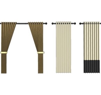 现代布艺窗帘su模型