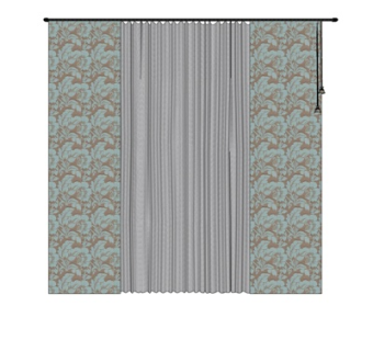 现代布艺窗帘su模型