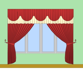 现代布艺窗帘su模型