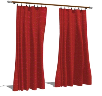 现代布艺窗帘su模型