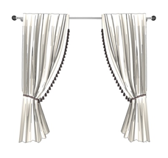 现代布艺窗帘su模型