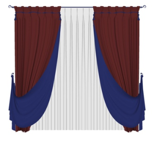 简欧布艺窗帘su模型