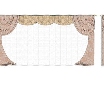 欧式布艺窗帘su模型