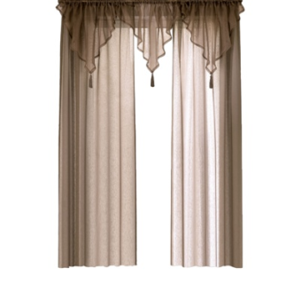 简欧布艺纱帘su模型