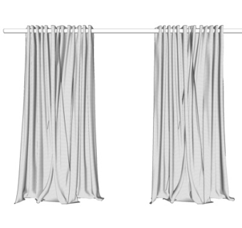 现代布艺窗帘su模型