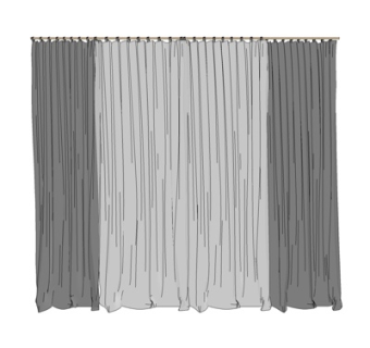 现代布艺窗帘su模型