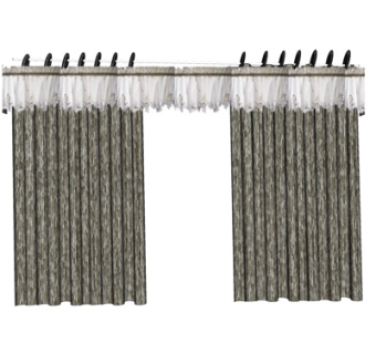 现代布艺窗帘su模型