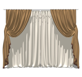 现代布艺窗帘su模型