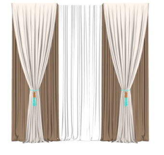 现代布艺窗帘su模型