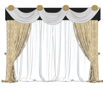 现代布艺窗帘su模型