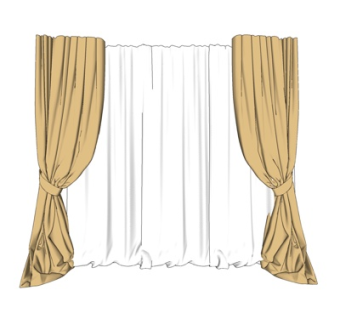 现代布艺窗帘su模型