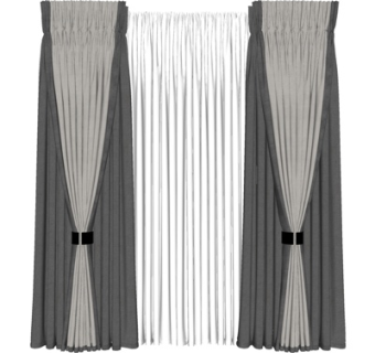 现代布艺窗帘su模型