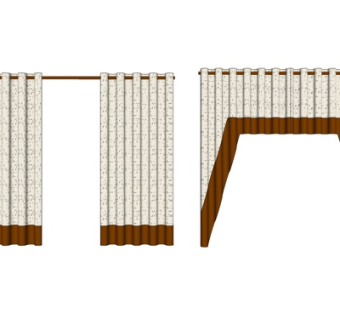 现代布艺窗帘su模型