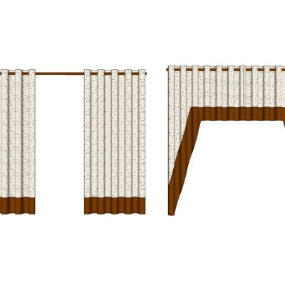 现代布艺窗帘su模型