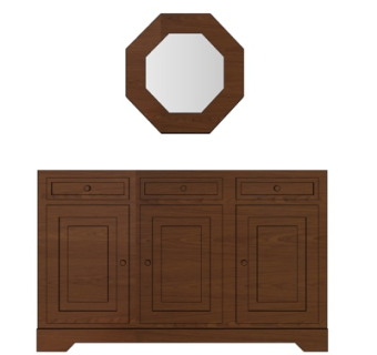 现代实木梳妆台su模型