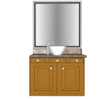 欧式实木梳妆台su模型