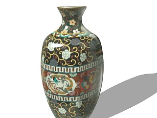 中式陶瓷花瓶su模型
