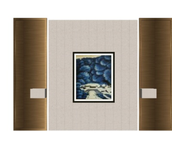 现代轻奢金属背景墙su模型