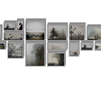 现代风景装饰画su模型