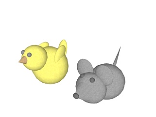现代小黄鸭玩具su模型