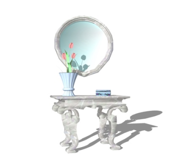 欧式大理石梳妆台su模型