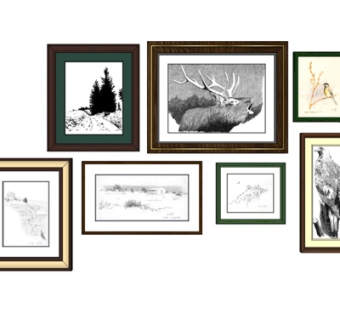 欧式动物装饰画su模型