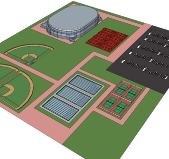现代体育馆su模型