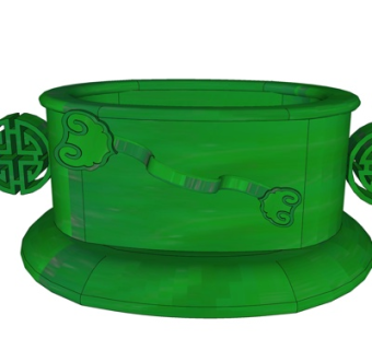 中式绿如意摆件su模型