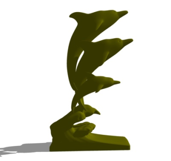 现代海豚摆件su模型