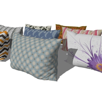 现代布艺抱枕组合su模型