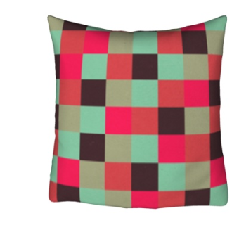 现代布艺格子抱枕su模型