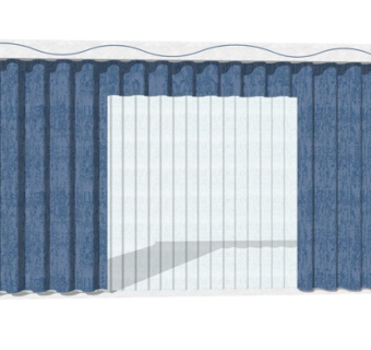 新中式布艺窗帘su模型