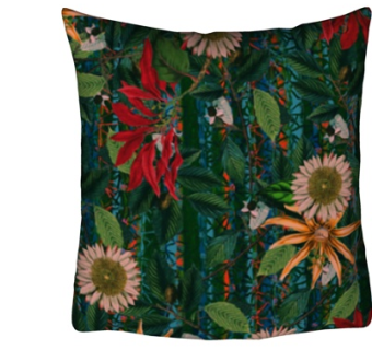 现代布艺花卉抱枕su模型