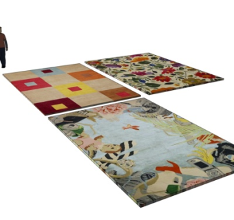 现代布艺地毯组合su模型