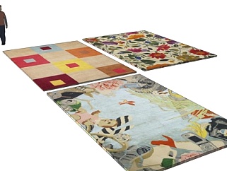 现代布艺地毯组合su模型