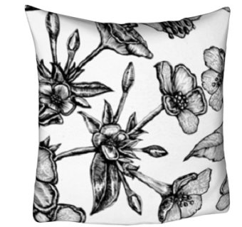 现代布艺花卉抱枕su模型