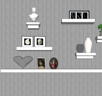 现代实木壁柜su模型